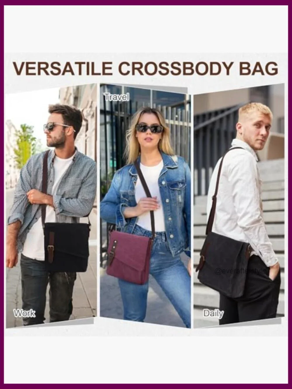 Water Resistant Canvas Messenger Bag Crossbody Shoulder Bag Unisex